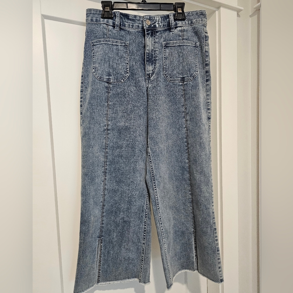 BNWT Joseph Ribkoff Embellished Denim Wide Leg Jeans